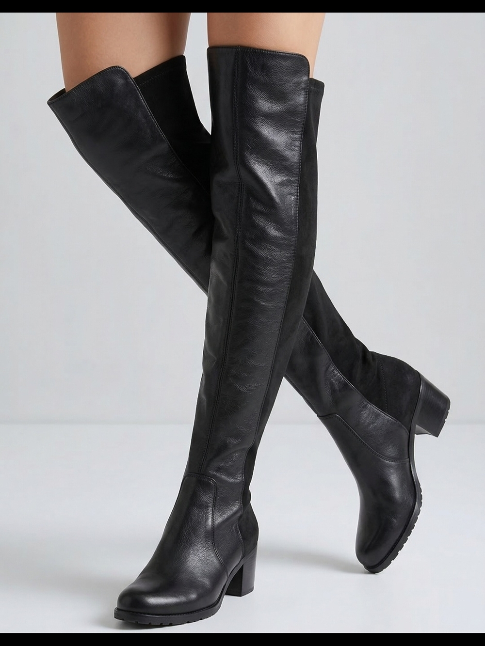 STUART WEITZMAN 5050 black leather over the knee OTK boot Sz 38